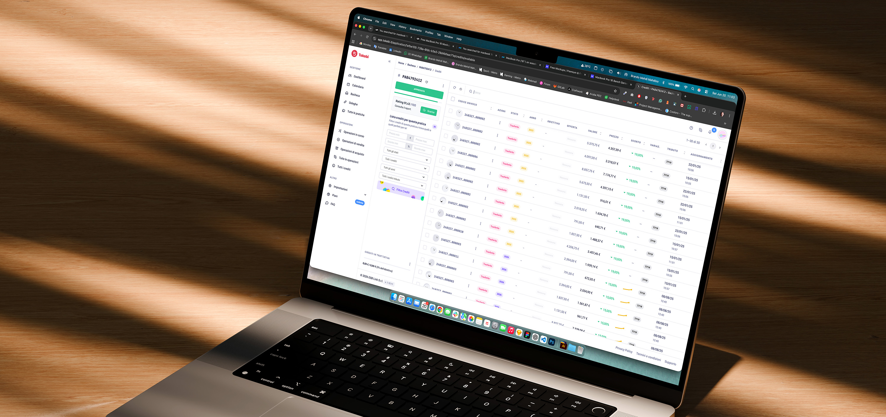 Tokebì fiscal data processing and tax-credit management interface